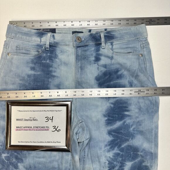 J Jill Jeans Womens 16 High Rise Cropped Tie Dye Island Blue Denim Coastal NEW - Picture 5 of 10